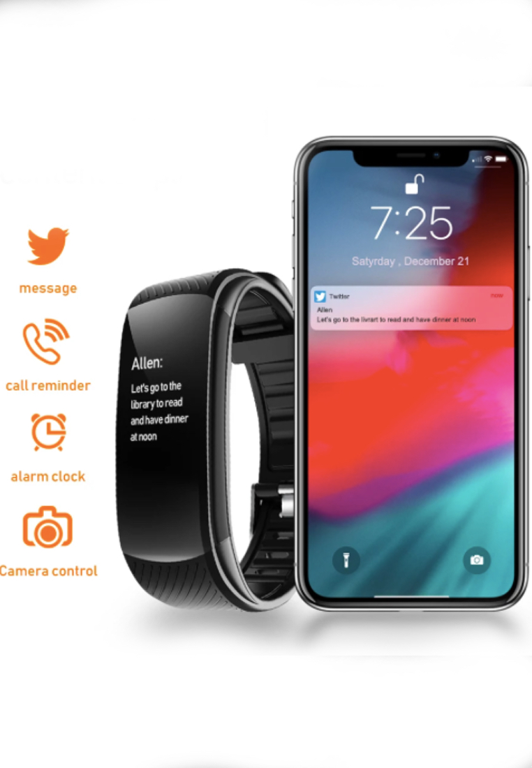 EGLANTINE Gift Set - Fitness Smart Watch / MOHLIA® 24K plated Infinity Rose - Unisex IOS/Android IP Black Waterproof Fitness SmartWatch, Heart Rate Monitoring, Weather, Clock, with Black Rubber Strap