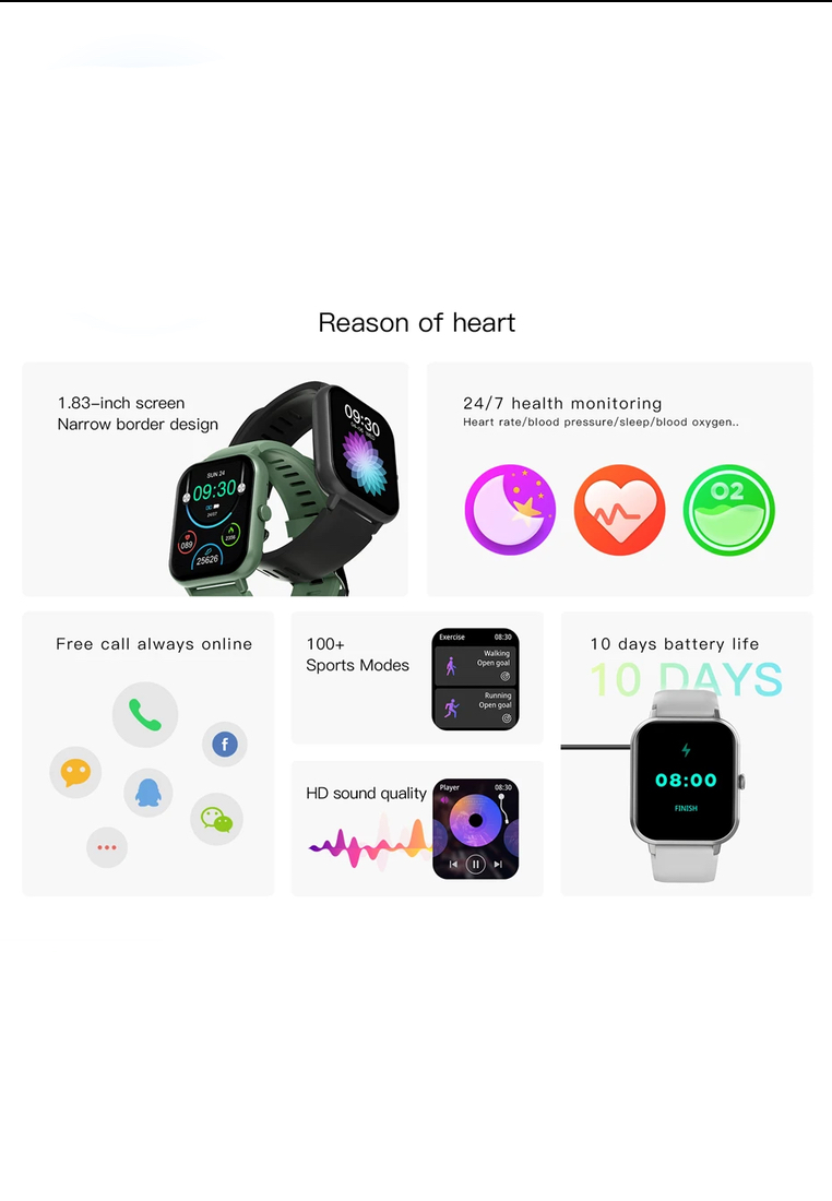EGLANTINE Chinese New Year Special limited series IOS/Android Black SmartWatch with 2 Rubber Straps