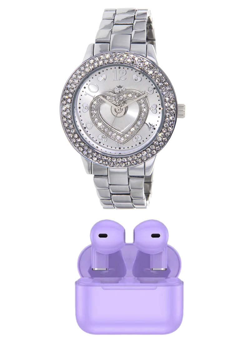 EGLANTINE Value Deal - 5s PRO MINI Wireless Earphones - Purple + 1 Paris Hilton Quartz Watch