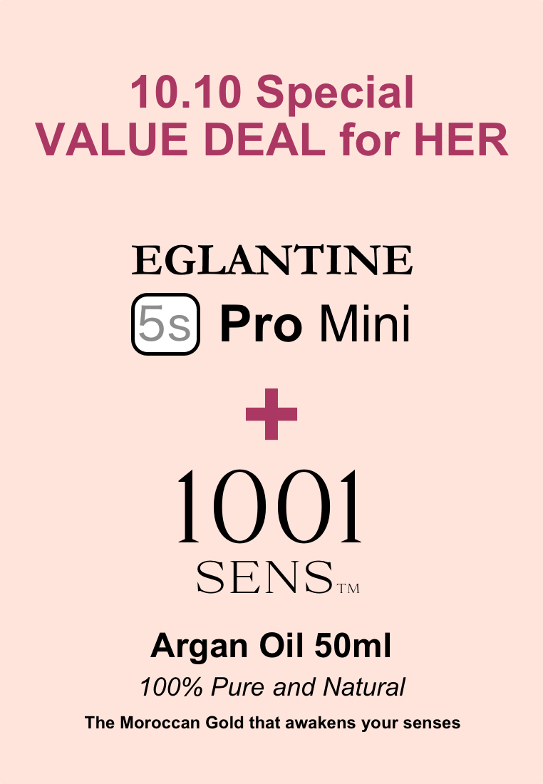 EGLANTINE Value Deal - 5S PRO Mini Wireless Earbuds - TWS (True Wireless Stereo) - Pink + 1001 SENS® 100% pure and Natural Argan Oil - 50ml