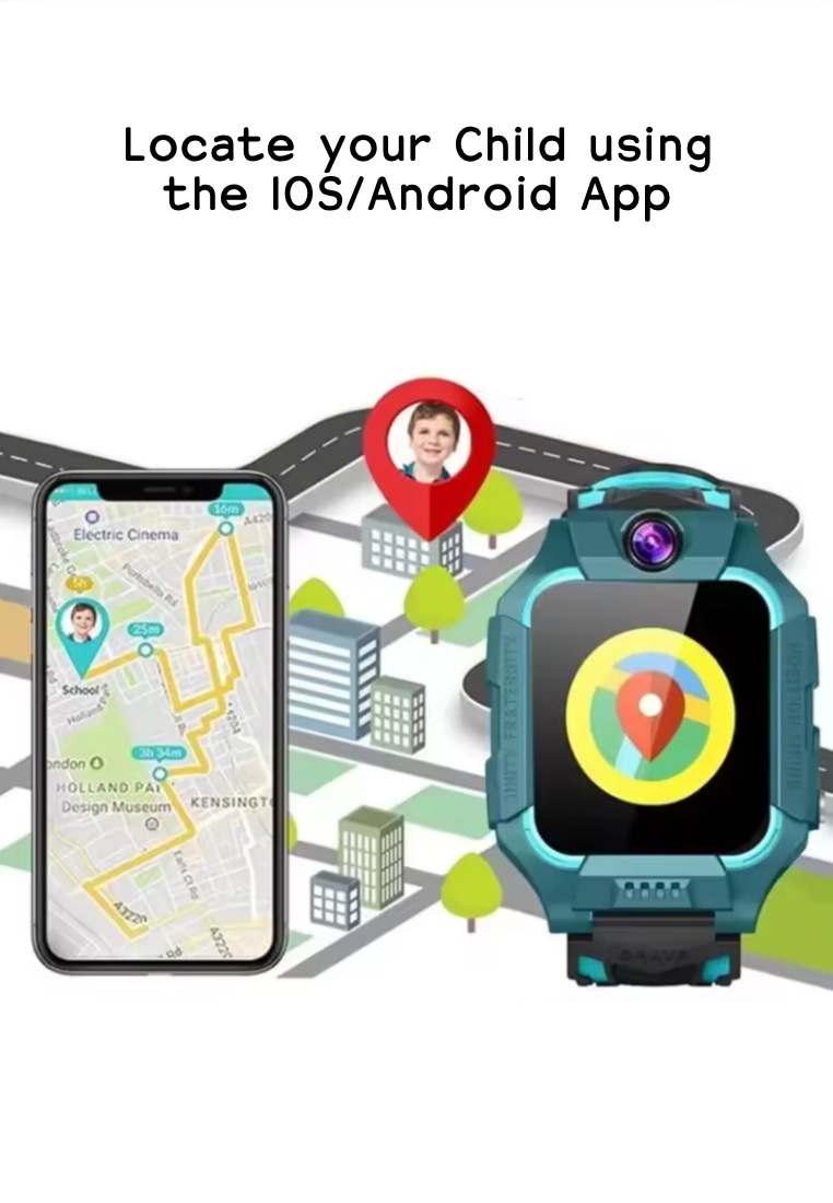 EGLANTINE Kids/Teenagers Smartwatch - Sim Card Calls - GPS Location Tracking - SOS Button - Camera - IOS / Android - IP67 Waterproof