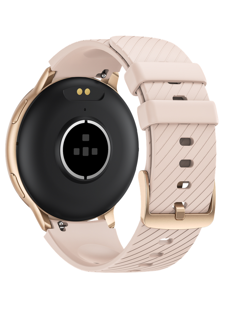 EGLANTINE Unisex Round Smart Watch - 1.39 inch Large HD Screen - Rubber Strap - Rose Gold Color