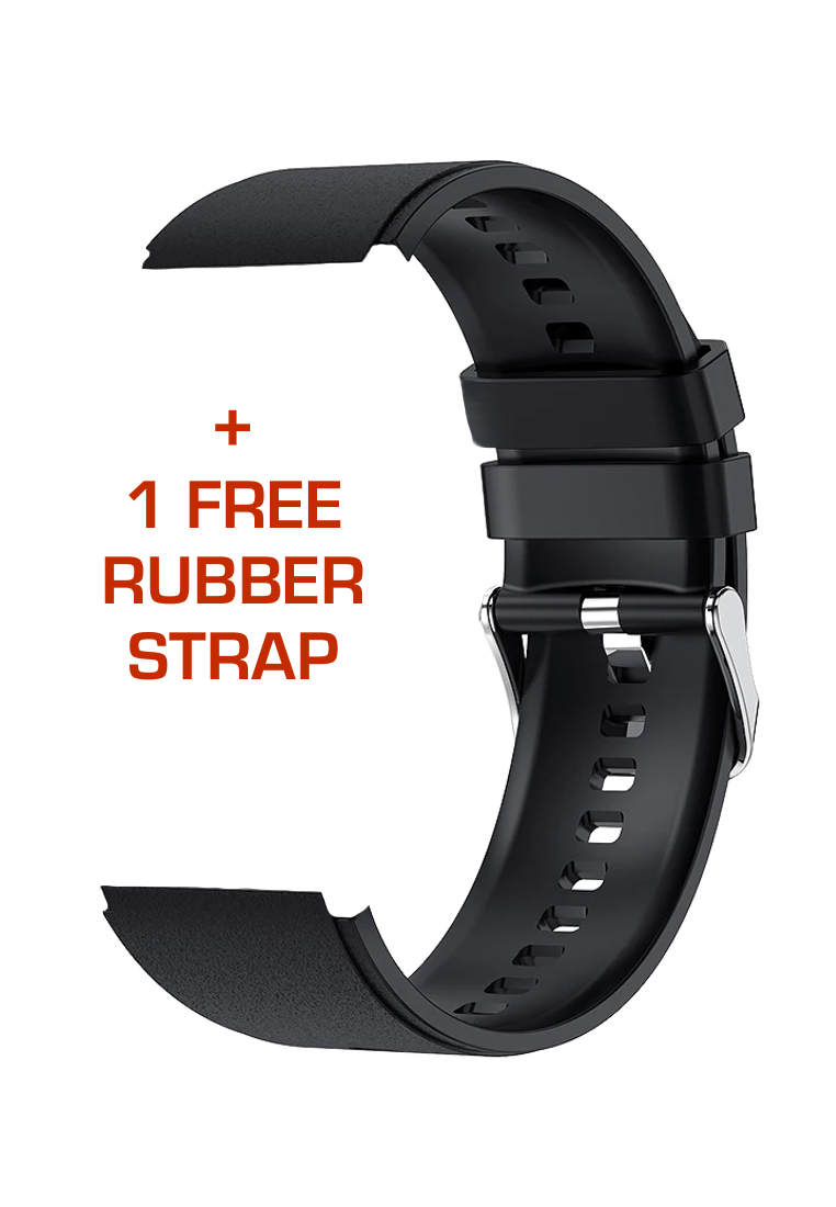 EGLANTINE Value Deal - SmartWatch + 5s PRO MINI wireless earphones - Black + 1 Free Watch Rubber Strap