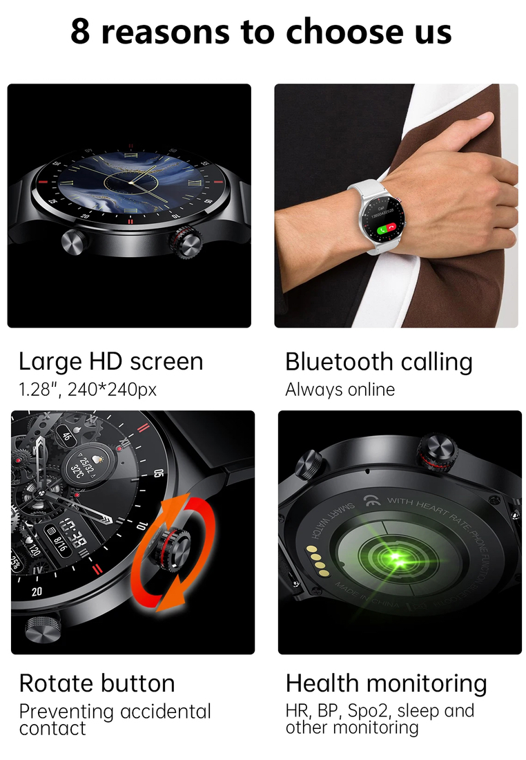 EGLANTINE Value Deal - SmartWatch + 5s PRO MINI wireless earphones - Black + 1 Free Watch Rubber Strap