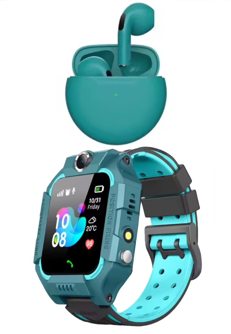 EGLANTINE Kids/Teenagers Smartwatch + Wireless Earphones - Sim Card Calls - GPS Location Tracking - SOS Button - Camera - IOS / Android - IP67 Waterproof