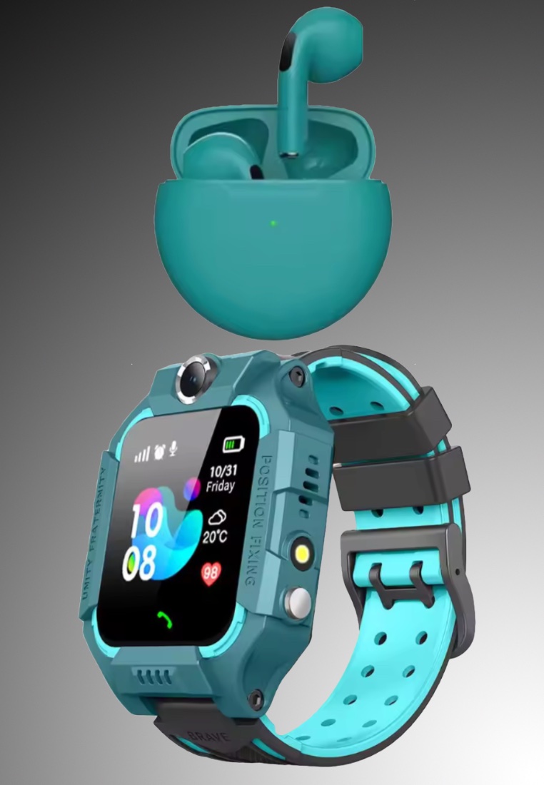 EGLANTINE Kids/Teenagers Smartwatch + Wireless Earphones - Sim Card Calls - GPS Location Tracking - SOS Button - Camera - IOS / Android - IP67 Waterproof
