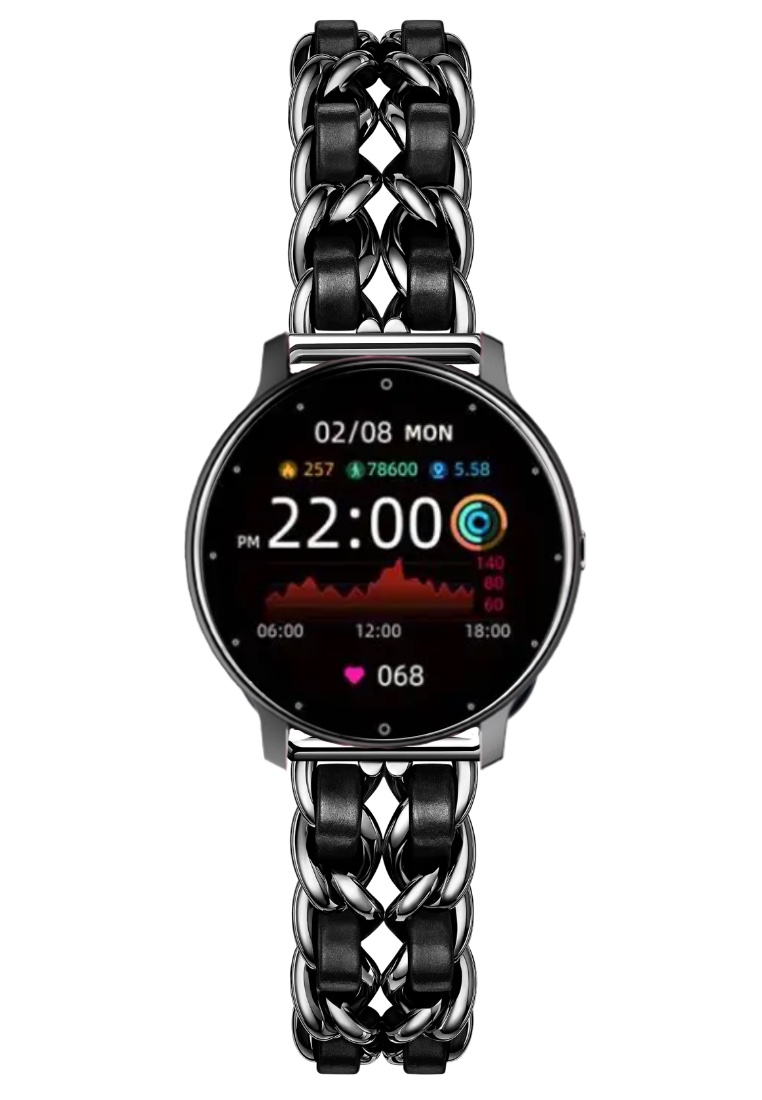 EGLANTINE Only on Zalora - Ladies Smart Watch - Metal & Leather Bracelet + 1 Free Black Rubber Strap