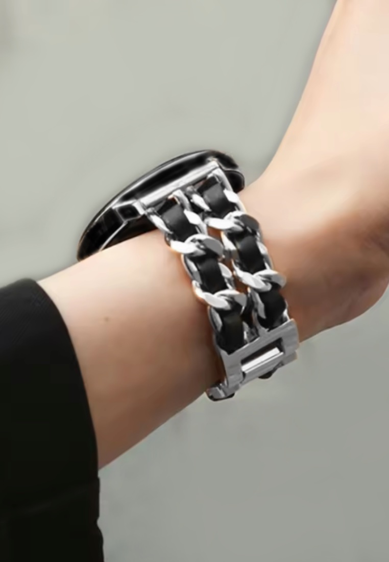 EGLANTINE Only on Zalora - Ladies Smart Watch - Metal & Leather Bracelet + 1 Free Black Rubber Strap