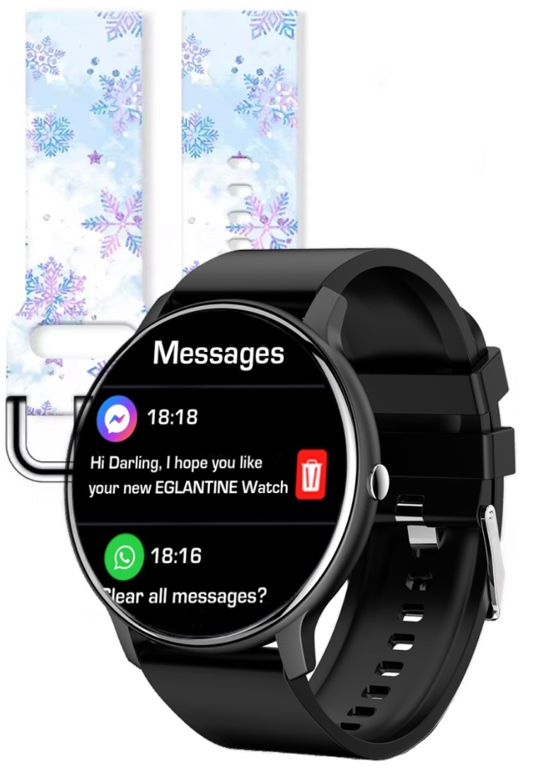 EGLANTINE Unisex Smart Watch - FROST Special Edition - with 2 Easy to Exchange Silicon Straps
