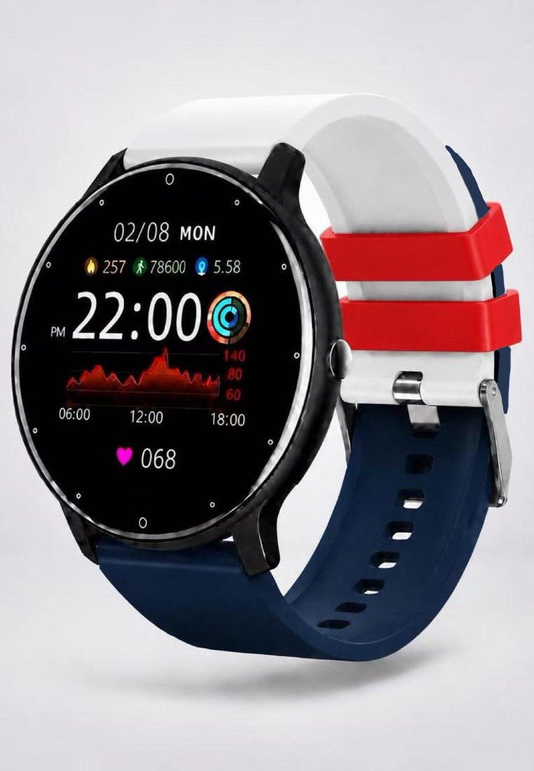 EGLANTINE FRANCE Unisex Smart Watch - Support your favourite country! - Special Edition with 2 Easy to Exchange Silicon Straps (Black / Mixed French Colors Strap)