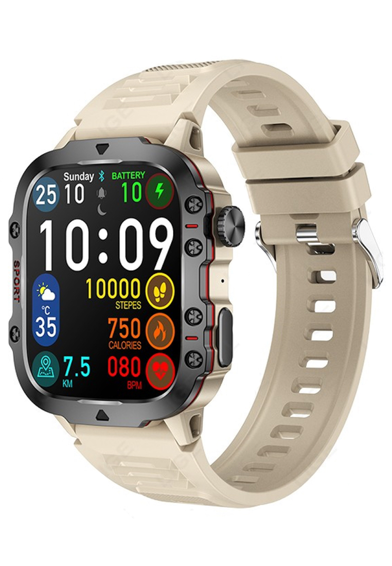 Value Deal - Unisex Smart Watch + EGLANTINE PRO 5S MINI (TWS) Wireless Earphones - Black -  Watch with Bluetooth Call - 1.96 Inch HD Screen 240x282 - Android/IOS - 3ATM Waterproof - Blood Pressure Monitoring - Rubber Strap