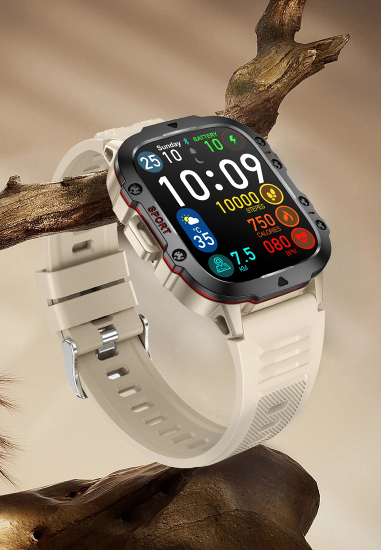 Value Deal - Unisex Smart Watch + EGLANTINE PRO 5S MINI (TWS) Wireless Earphones - Black -  Watch with Bluetooth Call - 1.96 Inch HD Screen 240x282 - Android/IOS - 3ATM Waterproof - Blood Pressure Monitoring - Rubber Strap