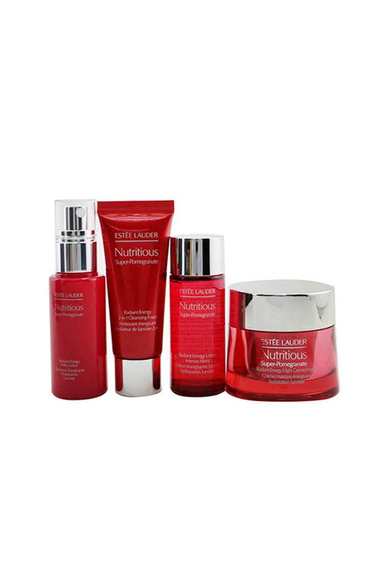 Estée Lauder Estee Lauder - Nutritious Super-Pomegranate Nourish All Night Set: Night Creme+ Milky Lotion+ Lotion Intense Moist+ Cleansing Form... 4pcs+2bags