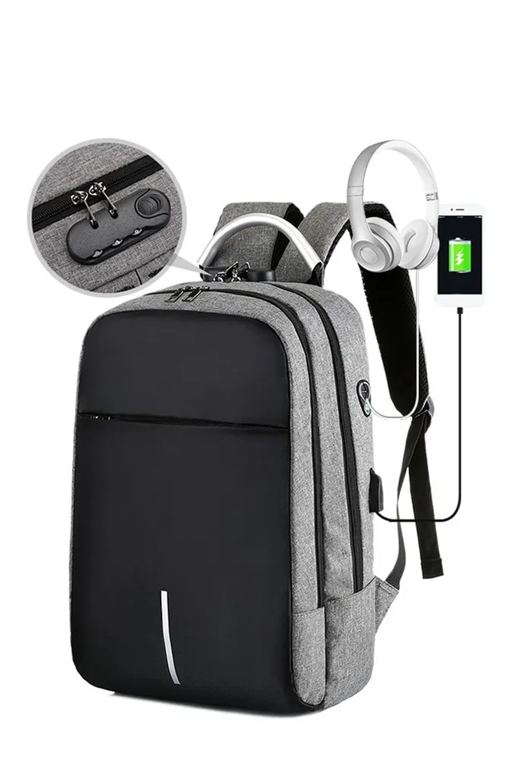 Fashion by Latest Gadget DTBG D002 Anti Theft Multifunctional Backpack With USB Port Ad Combination Lock – Gray