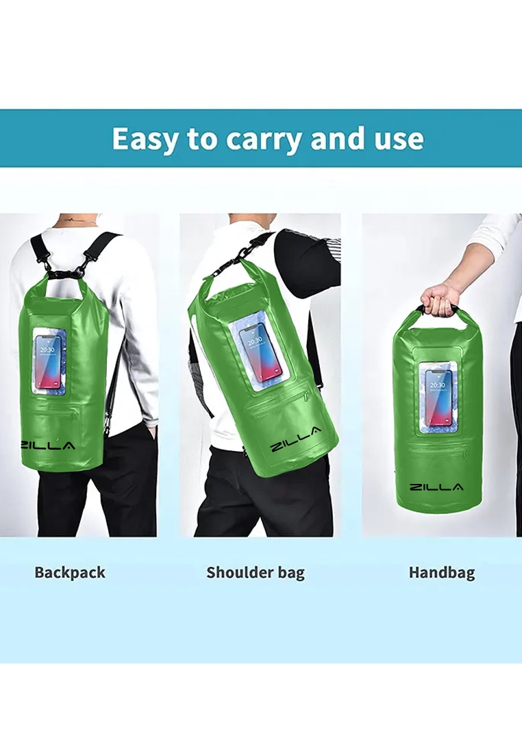 Fashion by Latest Gadget Zilla 20L Dry Bag With Touch Sensitive Phone Tablet Pocket Green