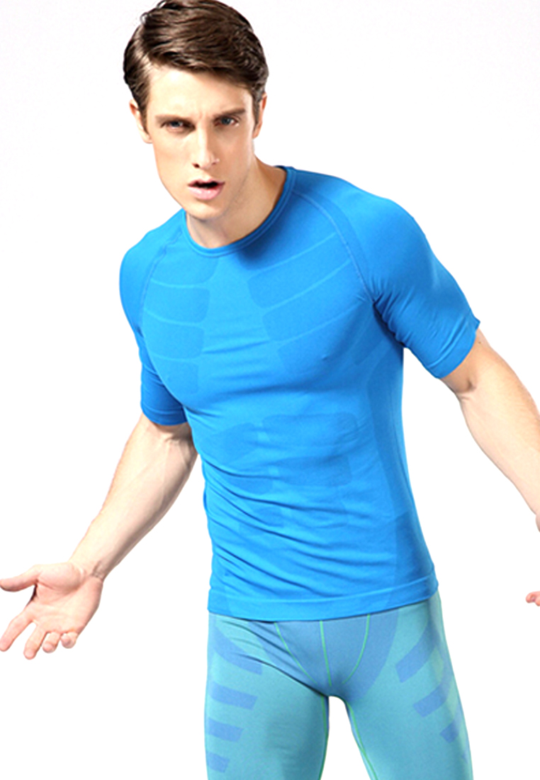 Fashion by Latest Gadget Crew Neck Warm Herren Dry Fit Sport Shirt L – Blue