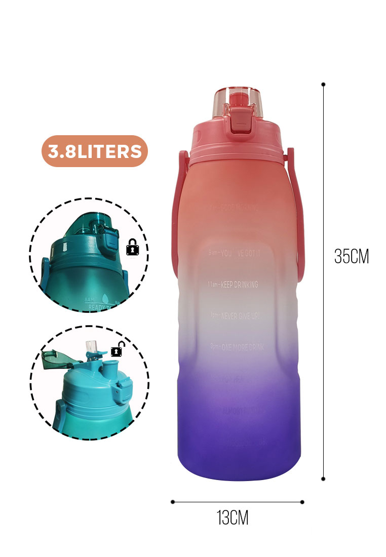Fashion by Latest Gadget 3.8L Water Bottle With Water Reminder Mark – Pink Purple