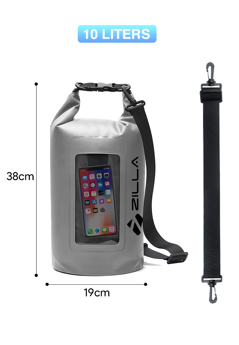Fashion by Latest Gadget Zilla 10L Dry Bag With Touch Sensitive Phone Tablet Pocket Gray