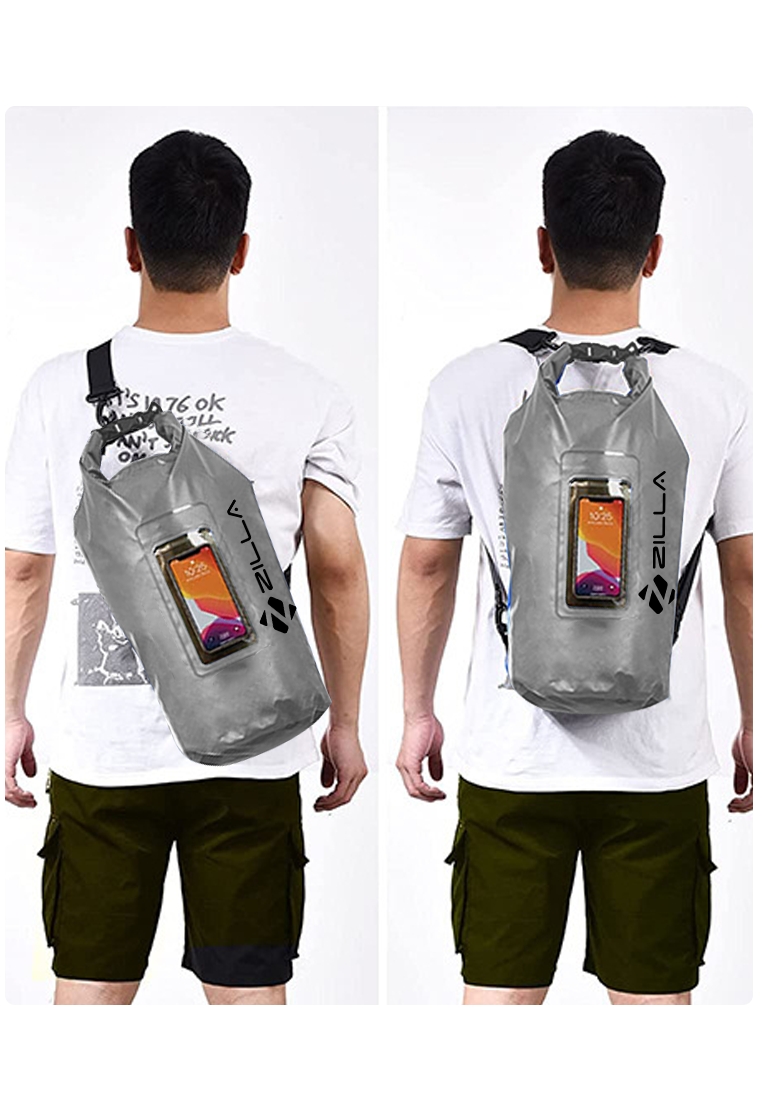 Fashion by Latest Gadget Zilla 10L Dry Bag With Touch Sensitive Phone Tablet Pocket Gray