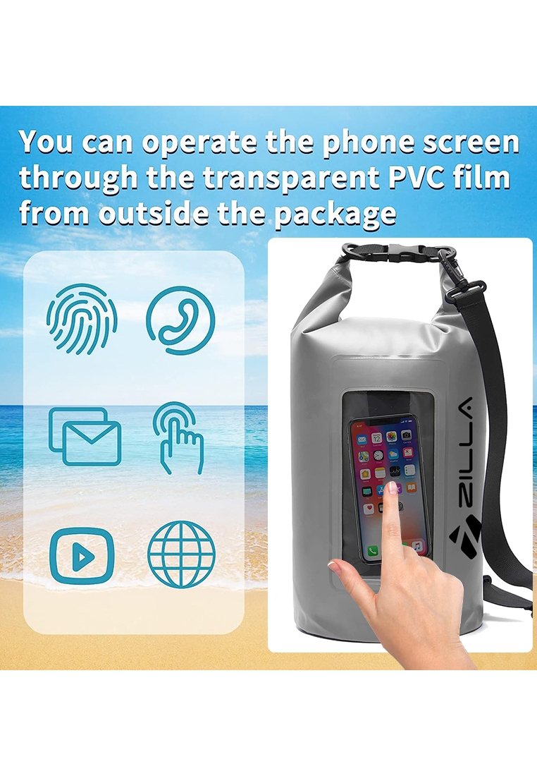 Fashion by Latest Gadget Zilla 10L Dry Bag With Touch Sensitive Phone Tablet Pocket Gray