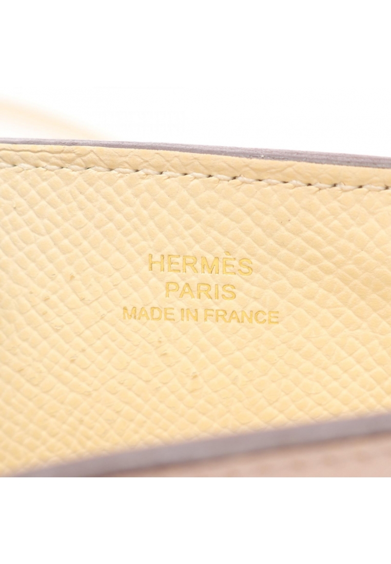 Hermes Pre-Loved Hermès way phone case Nata Rouge Serie Jaune Naple iphone case Veau epsom ivory yellow Dark brown gold hardware U stamp