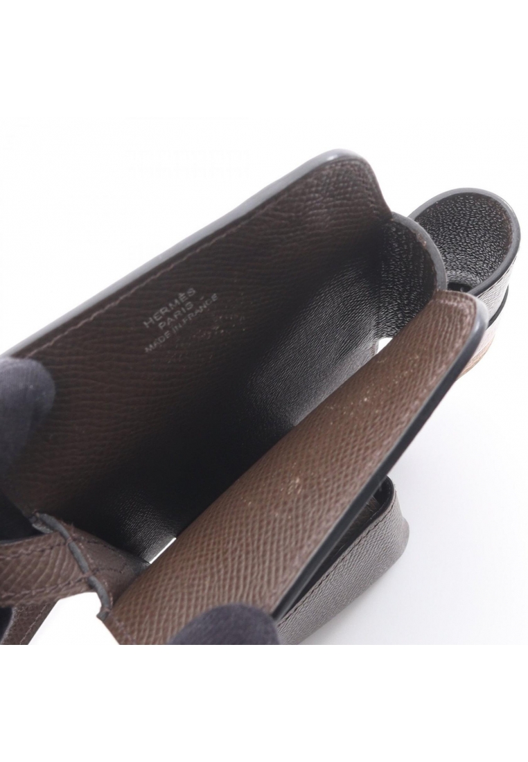 Hermes Pre-Loved Hermès way chocolate Sesame mauve pail phone case smartphone case iphone case Veau epsom Dark brown light brown Light purple silver hardware W engraved