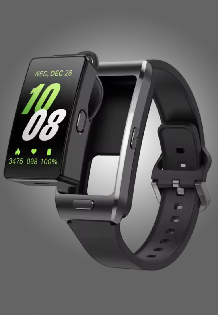 LIGE 2 in 1 Smart Watch / Earphone - Unisex - IOS/Android - IP67 Waterproof - Black