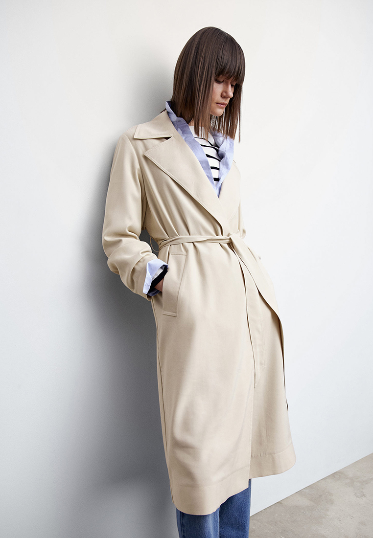 mango lyocell flowy trench