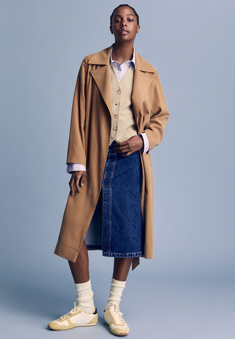 mango lyocell flowy trench