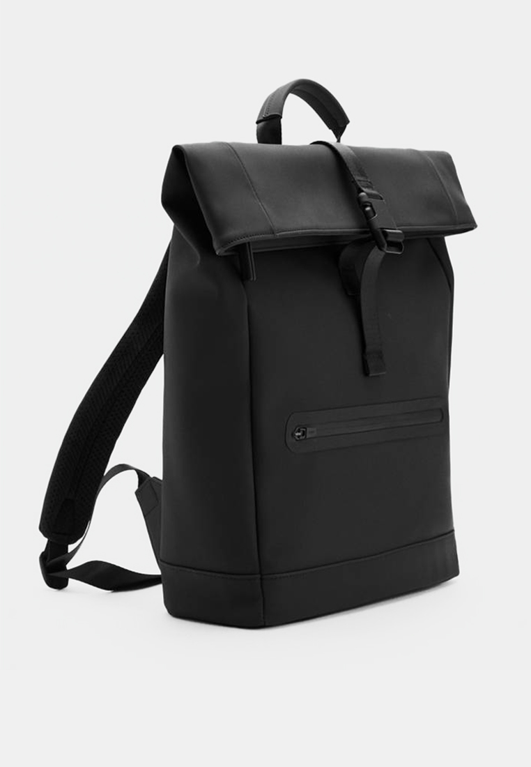 MANGO Man Rubberized Backpack with Flap Closure