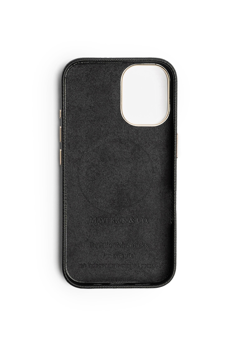Maverick & Co. iPhone 16 Saffiano Leather Phone Case Black