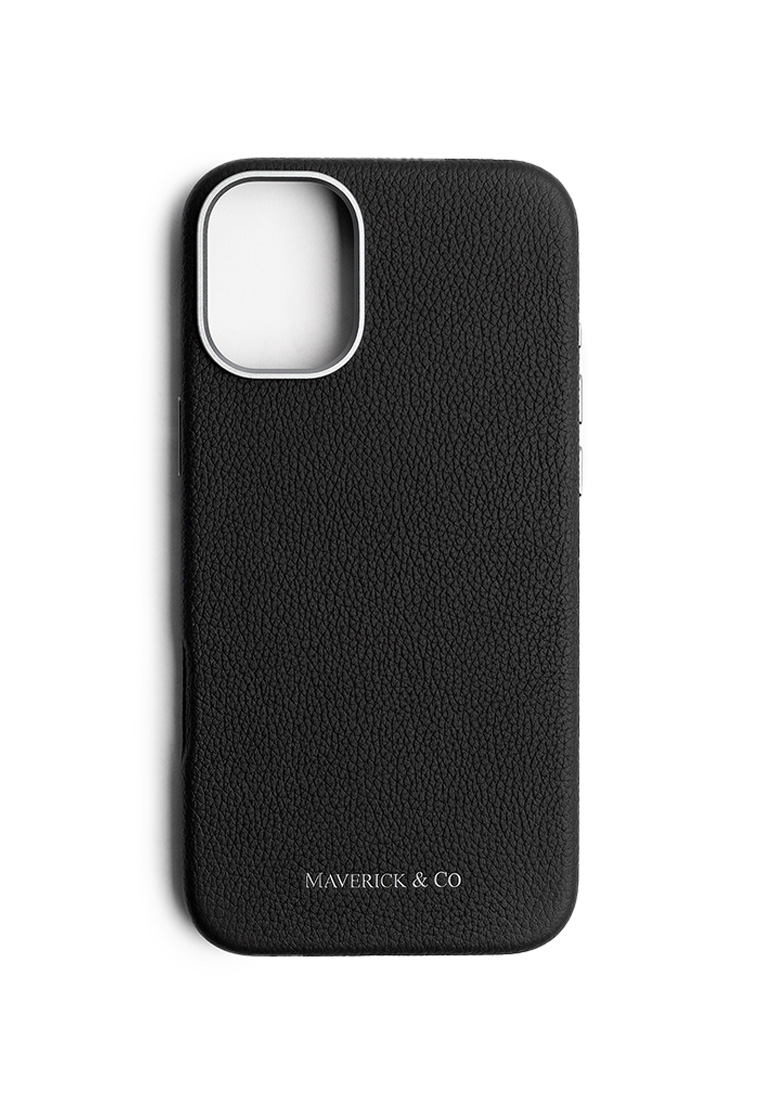 Maverick & Co. iPhone 16 Plus Pebbled Leather Phone Case Black