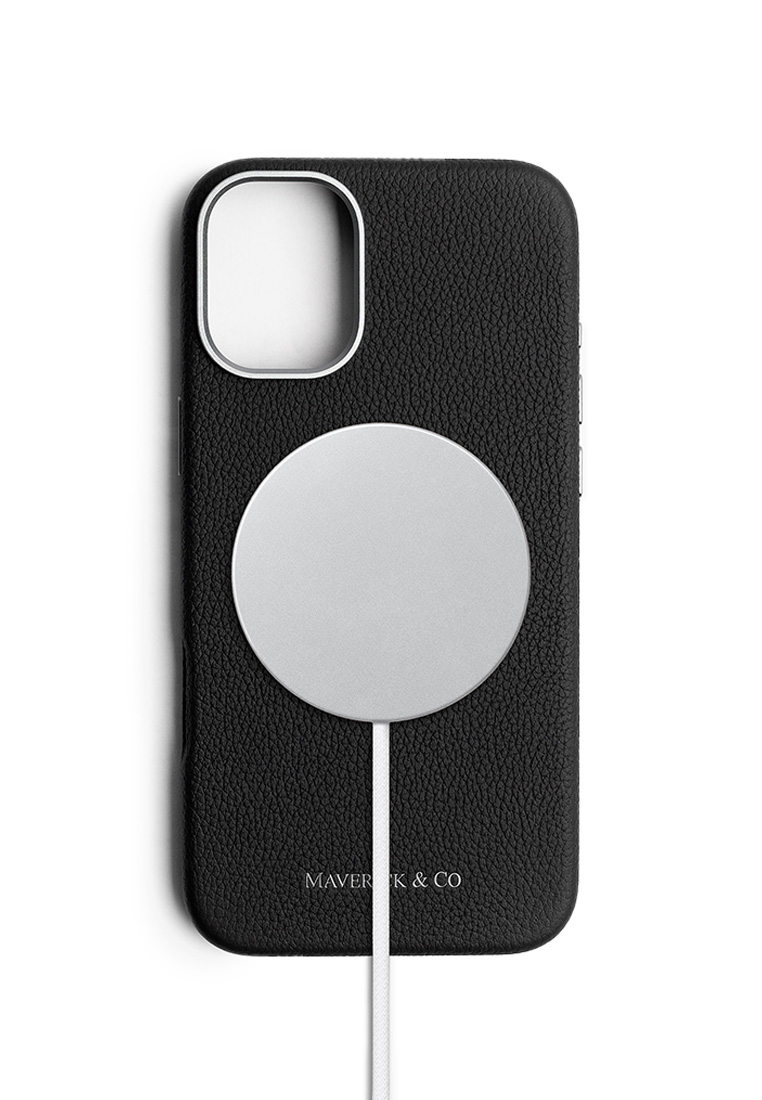 Maverick & Co. iPhone 16 Plus Pebbled Leather Phone Case Black