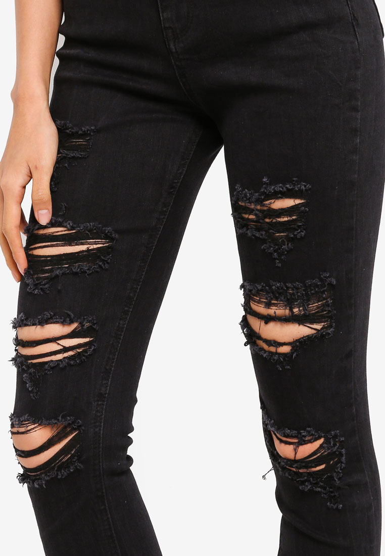 extreme ripped jeans black