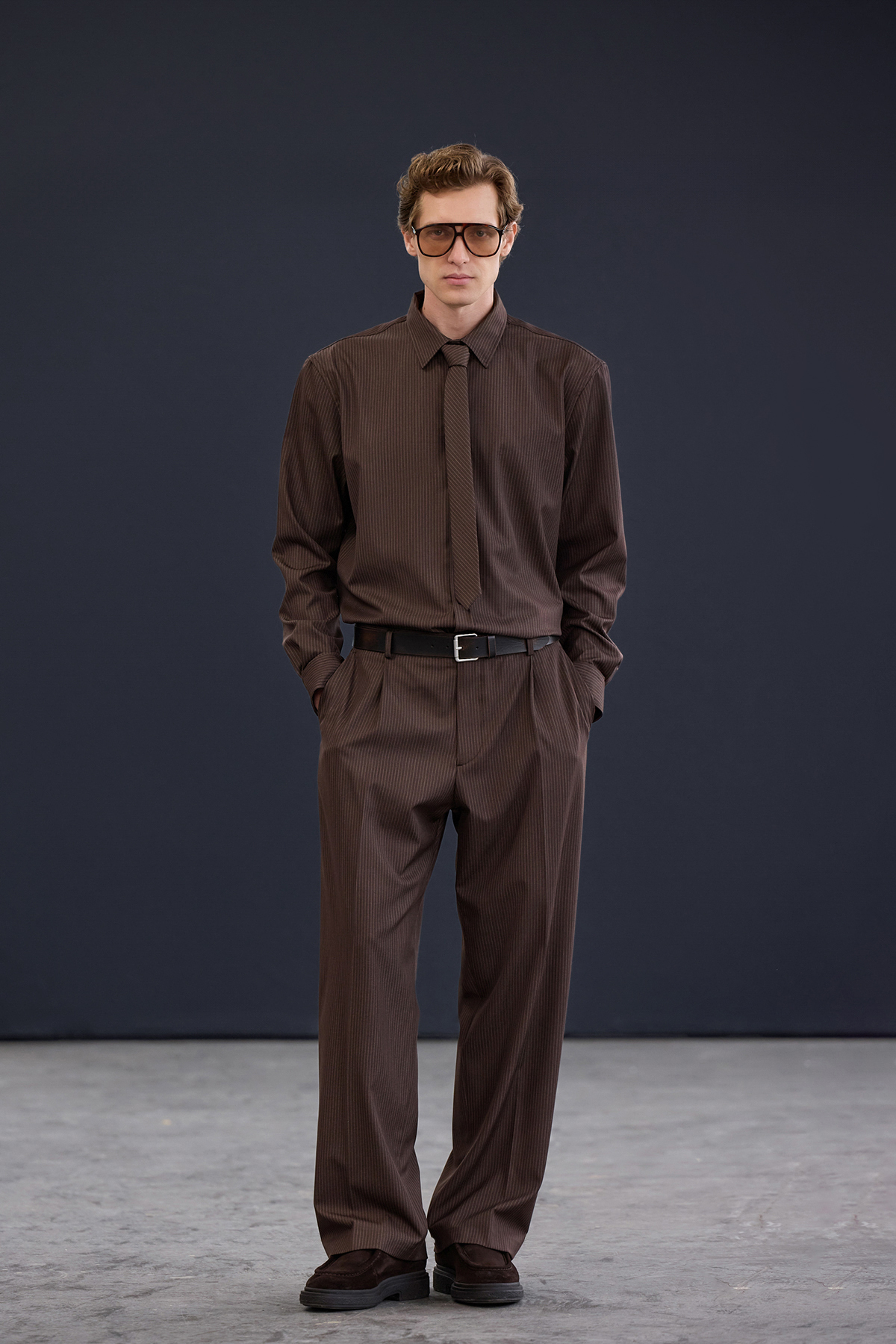 Trendyol Studio Collection Brown Striped Men'S Pants Tmnaw26Pl00006