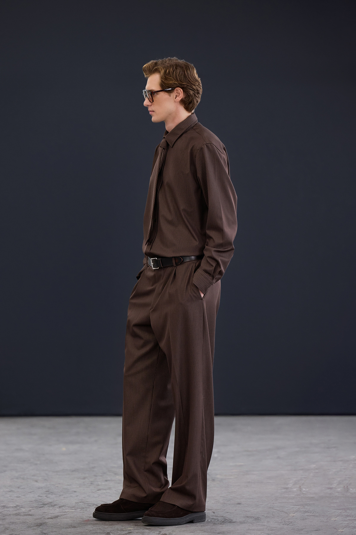 Trendyol Studio Collection Brown Striped Men'S Pants Tmnaw26Pl00006