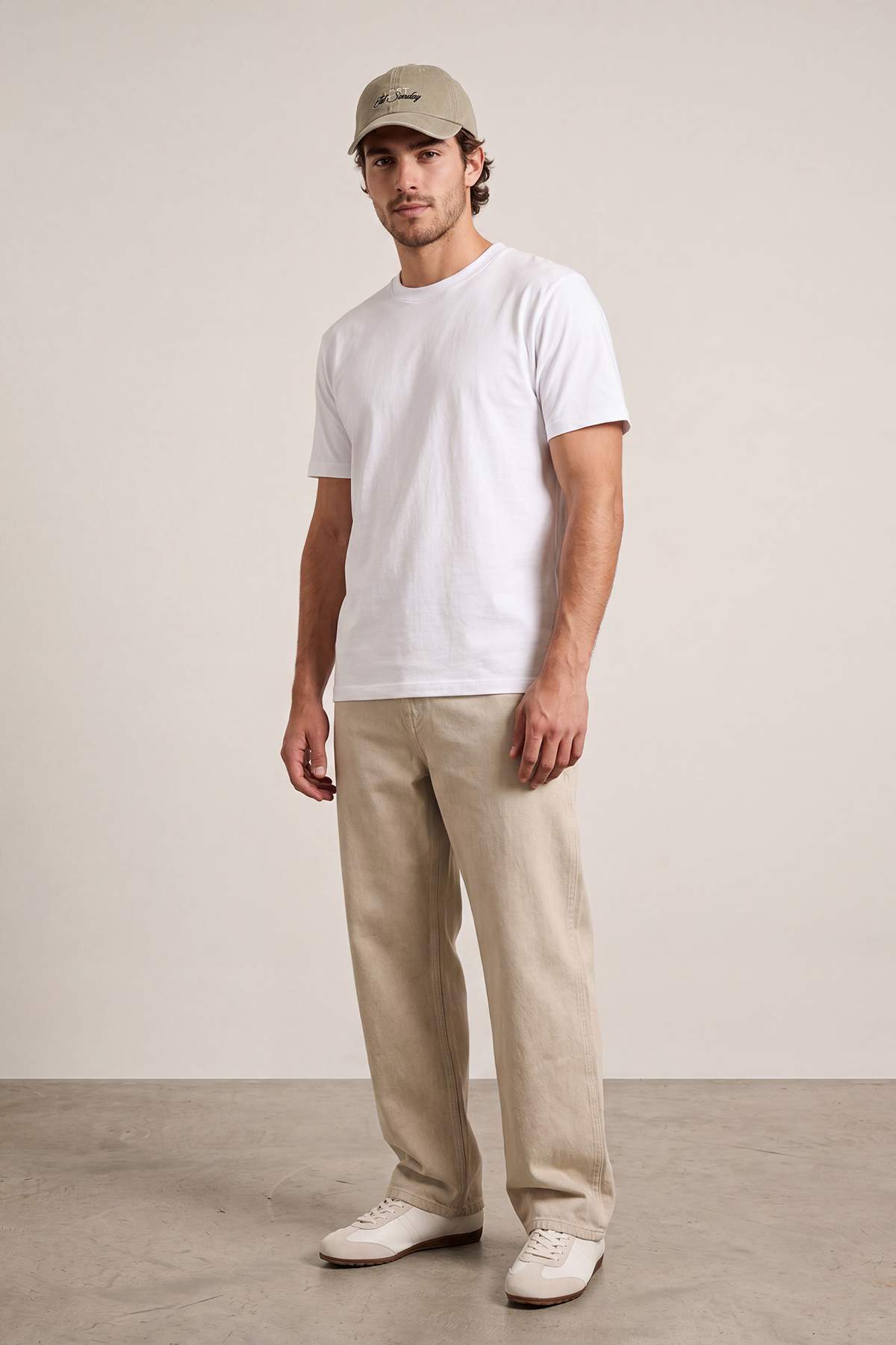 Trendyol Grimelange-Black-White-Khaki-Navy Blue 5-Piece Slim/Narrow 5-Piece Pack 100% T-Shirt Fabric T-Shirt Tmnaw20Ts0243