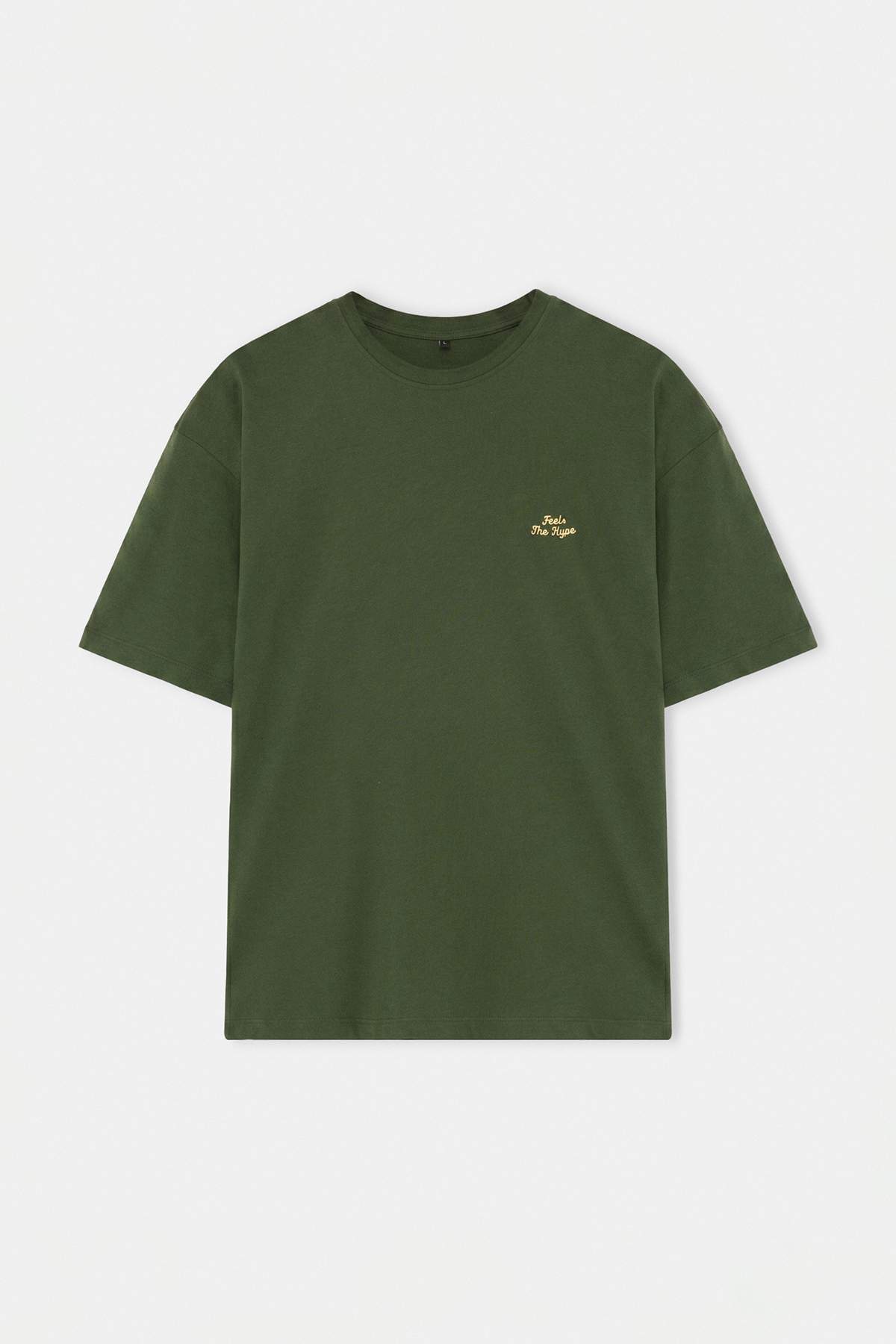 Trendyol Khaki Oversize/Wide Cut Slogan Embroidered 100% Cotton T-Shirt Tmnss26Ts00055