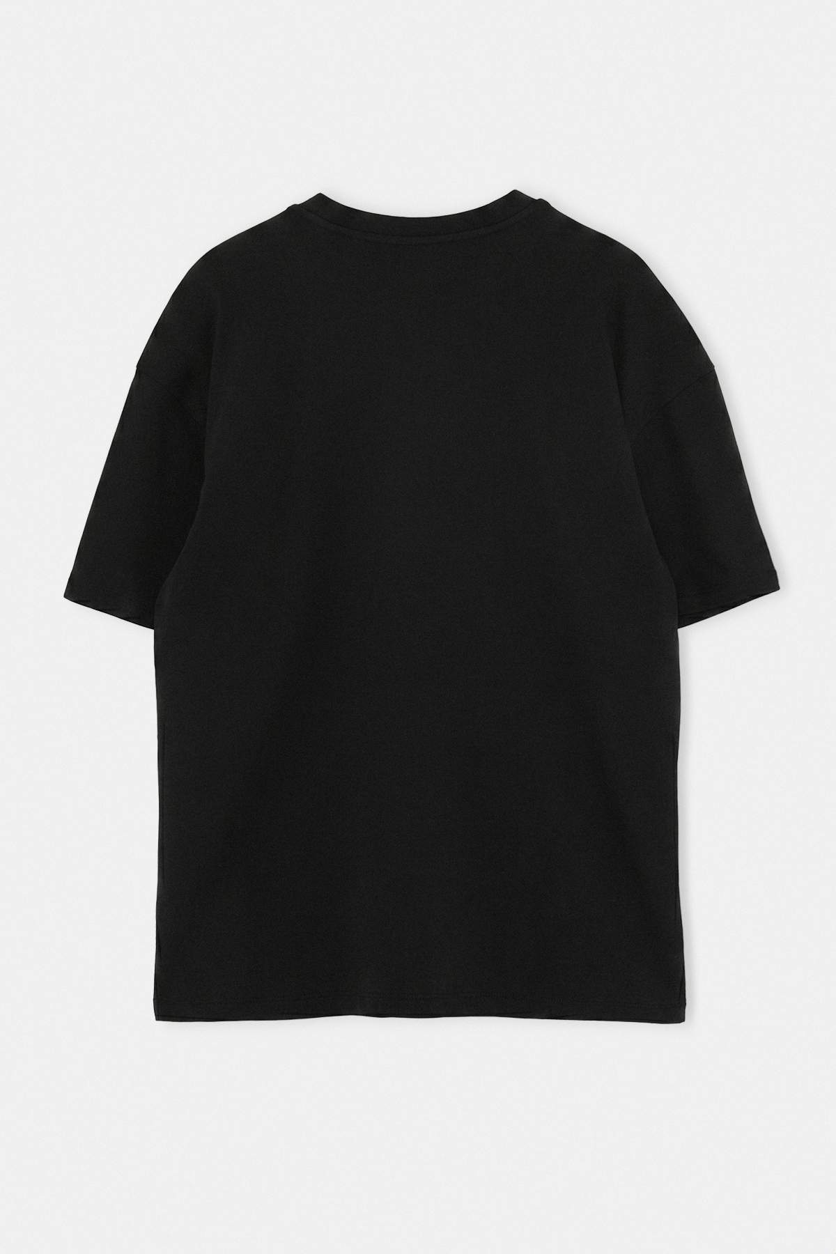 Trendyol Black Oversize/Cut Printed 100% Cotton T-Shirt Tmnss26Ts00085