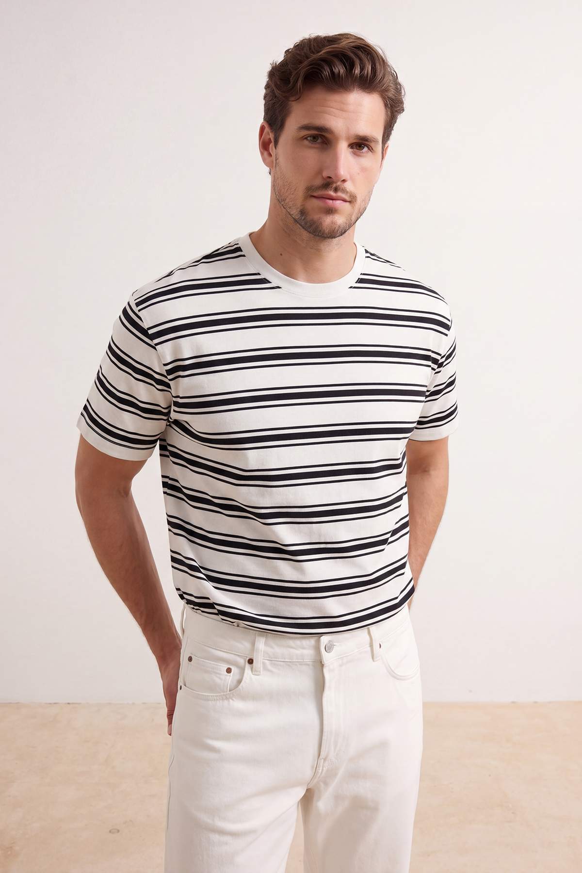 Trendyol Multi Color Oversized /Wide Cut Striped T-Shirt Tmnss26Ts00061