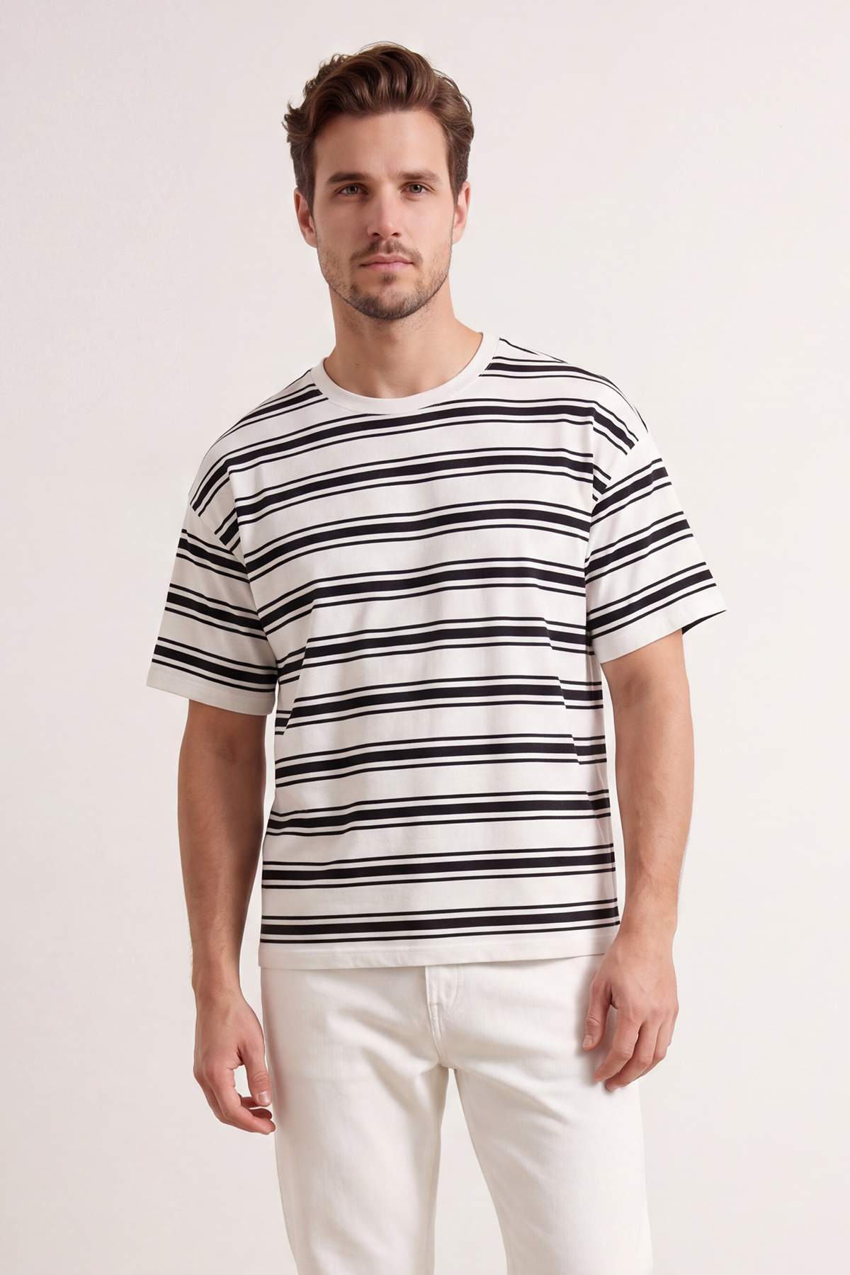 Trendyol Multi Color Oversized /Wide Cut Striped T-Shirt Tmnss26Ts00061